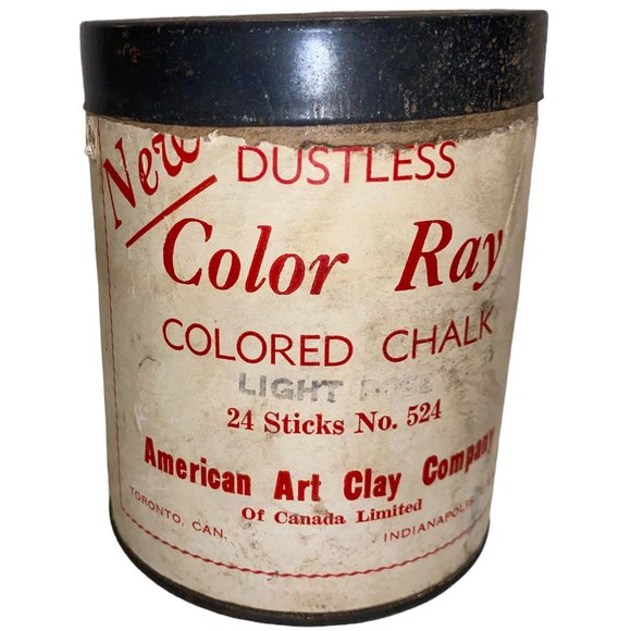Antique Collectible Jar Can Pink Dustless Chalk 16 sticks School - Picture 3 of 4